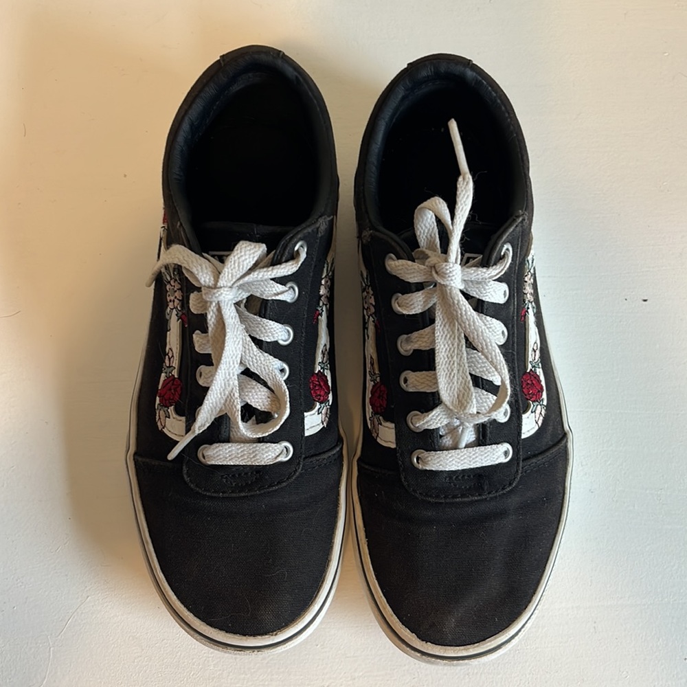 Vans Kid’s Old Skool Missy Rose Black Red Shoes Size 3 - Picture 3 of 9